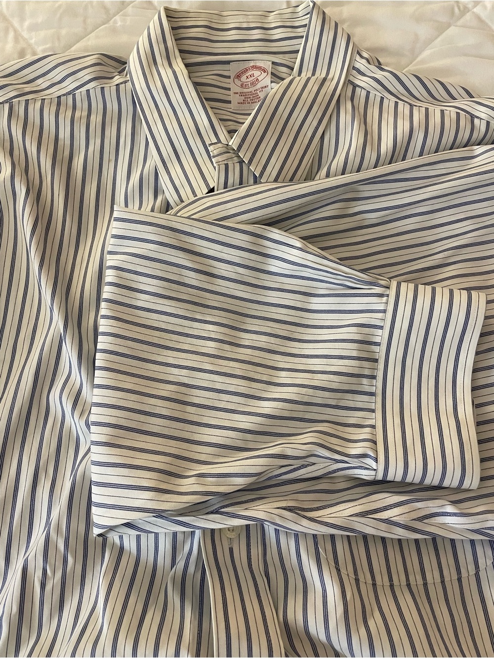 Men’s XXL Brooks Brothers Classic Blue and White Striped Dress Shirt